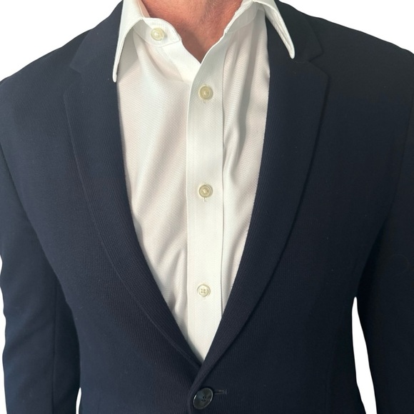 HUGO BOSS Arwido Slim Fit Stretch 2 Button Blazer Dark Blue Knit Size 40R - Picture 7 of 16